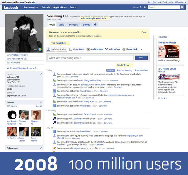 2008: Facebook's homepage - undefined - The Evolution Of Facebook