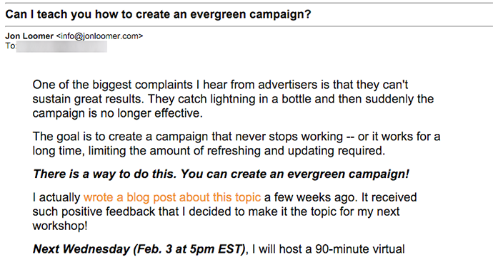 Facebook Evergreen Campaign Email