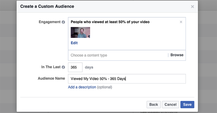 Video Views Engagement on Facebook Custom Audiences