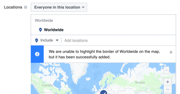 Evergreen Facebook Campaign Targeting Location