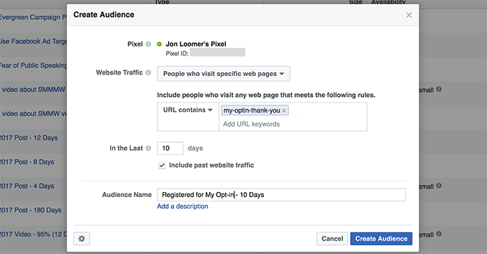 Facebook Website Custom Audience Registration