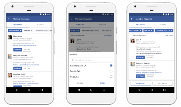 Facebook Membership Request Filtering (TechCrunch)