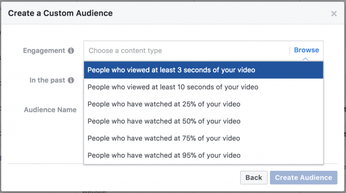 Facebook Video Views Custom Audience