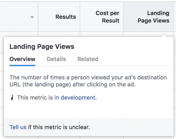 Facebook Ads Metrics In Development
