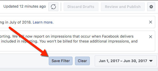 Ads Manager - Save Filter