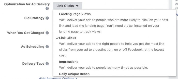 Facebook Ads Optimization Link Clicks