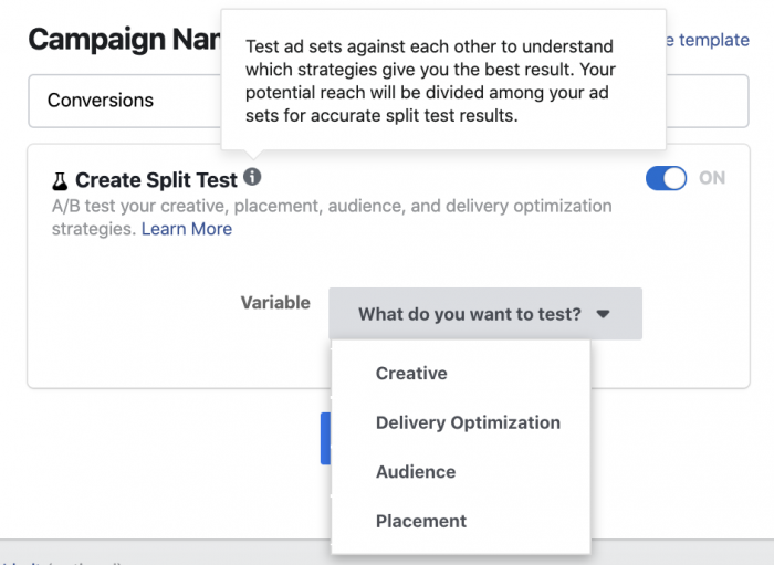 Facebook Ads Split Test