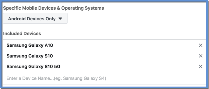 Targeting Specific Devices on Facebook - Samsung Multiple Devices Example