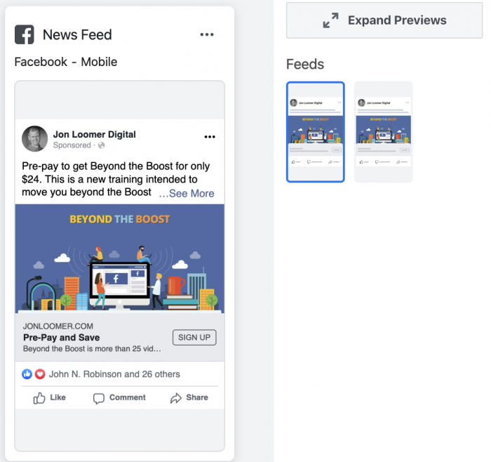 Facebook Ads Preview