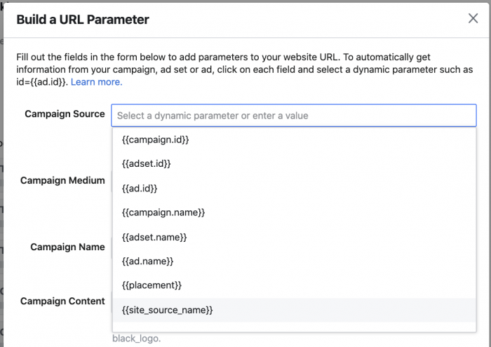 Facebook Dynamic URL Parameter