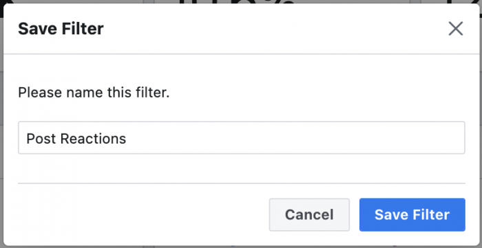 Facebook Analytics Filter